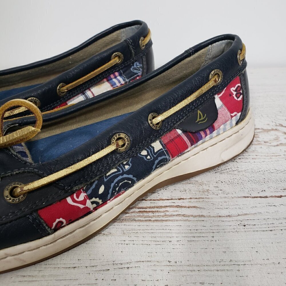 Sperry Top-Sider Slip-on Boat Shoe Red Blue Bandana Size 8 Beach Boating Coastal - Picture 8 of 8
